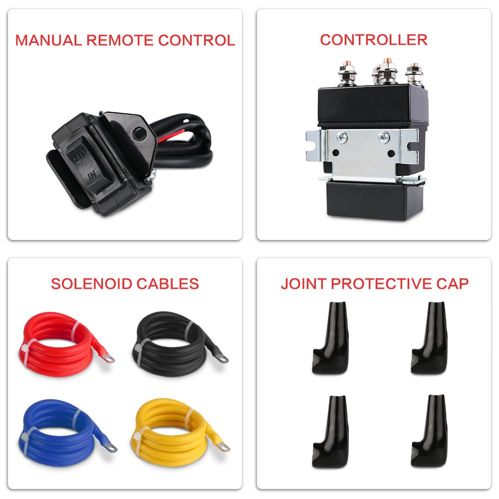 X-BULL Elektrische Winde für Quad - Durchzugskraft 4500lbs (2041kg) - Starkes und Haltbares Seil - Motorwinde Kabelzug - für Pflüge, UTV, ATV, Quad, Offroad - 40 X 12 X 12 cm - 12V, Schwarz