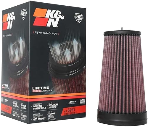 Miniatura 3 de K&N Filtro de aire universal con abrazadera original de alto flujoRendimiento, Premium, Lavable Diámetro de la brida 2.75 pulgadas, Altura del