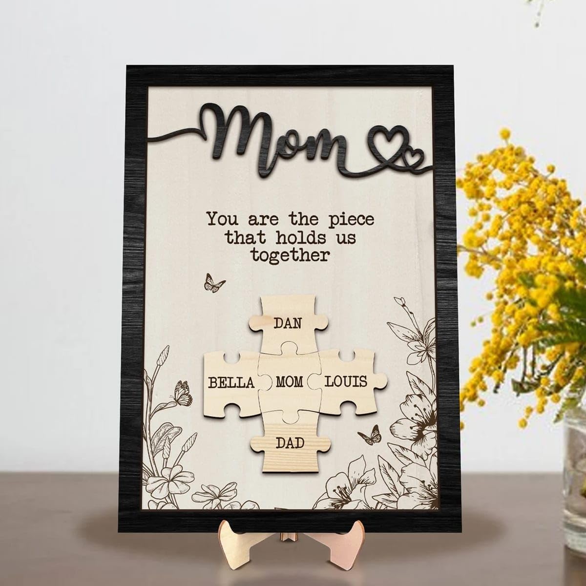 Personalized Mom Wooden Sign With Kids Name Customized Gift for Mom Personalized Mother's Day Birthday Gift Best Gift for Mom Decorative Sign