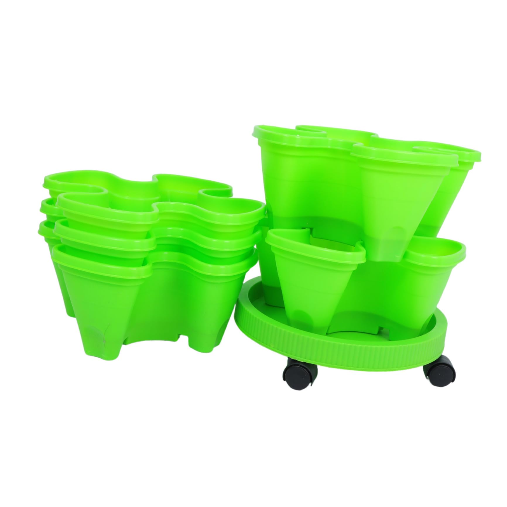 Mikinona Tour de Jardinière Empilable Multicouche Abs Vert pour Fraisiers
