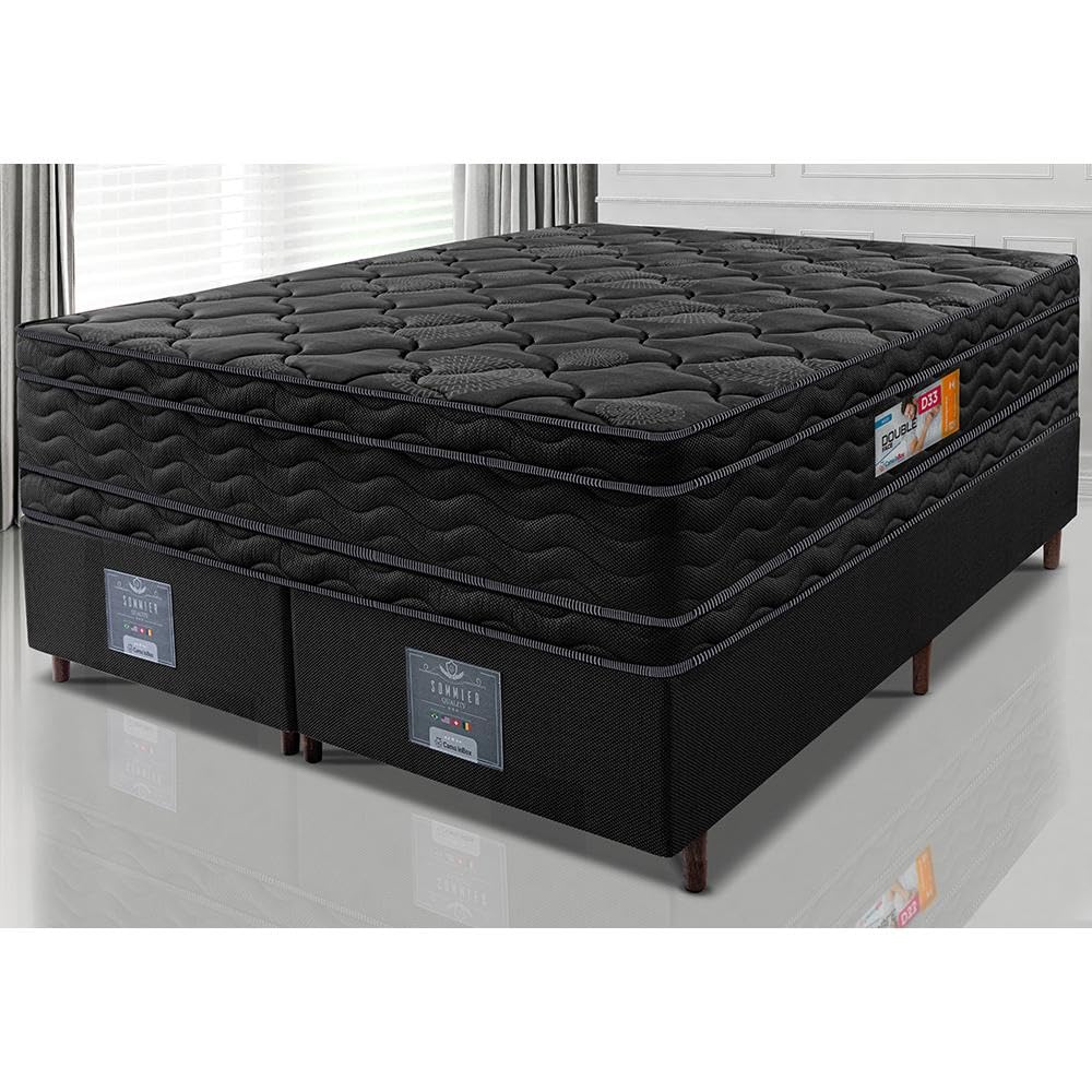 Cama Box Queen Colchão Ortofirm Black + Box 158x198x71 Double Face