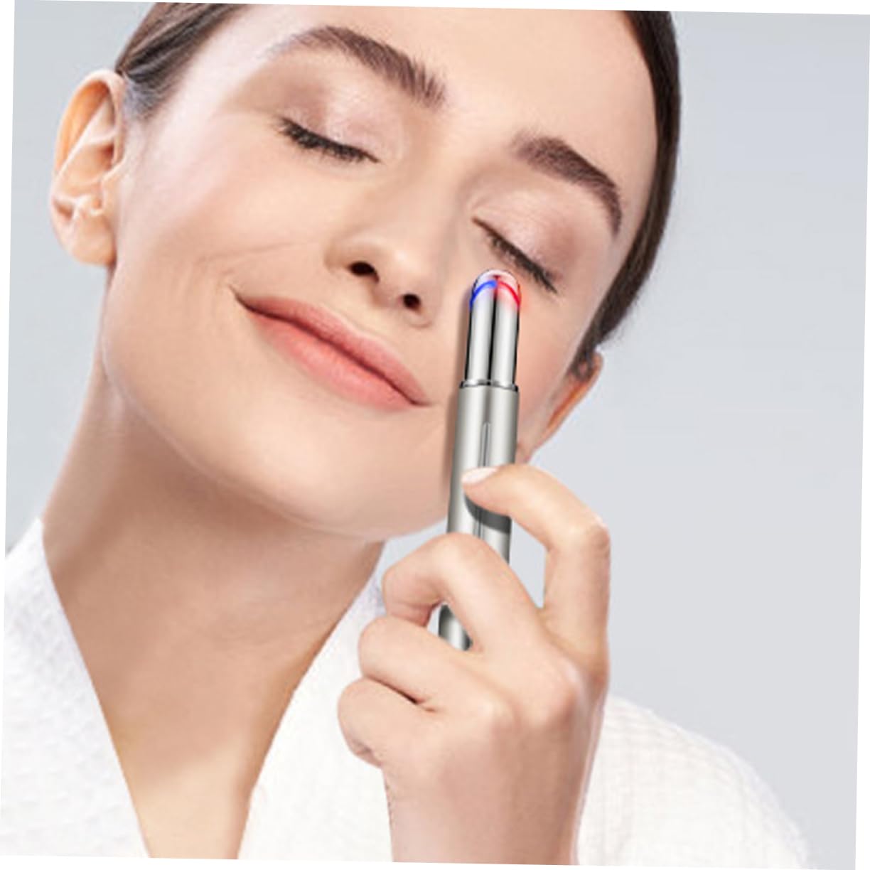 Barra de Masaje Ocular de Metal Plata para Mujer, Compacta