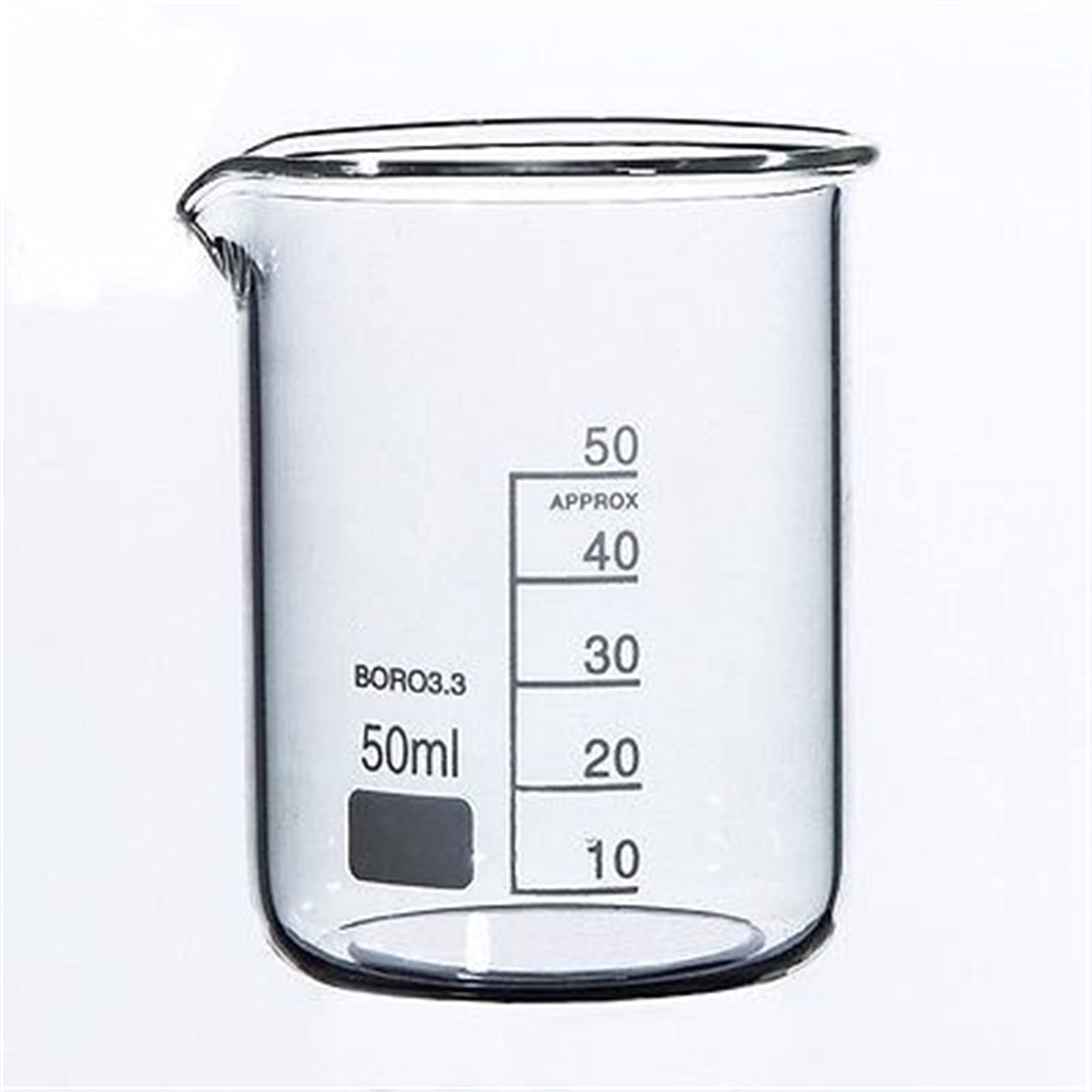 Vaso de precipitados Experimental vaso de precipitados de forma baja de 50ml vaso de precipitados transparente de vidrio de borosilicato de laboratorio de química engrosado con laboratorio de pico, h