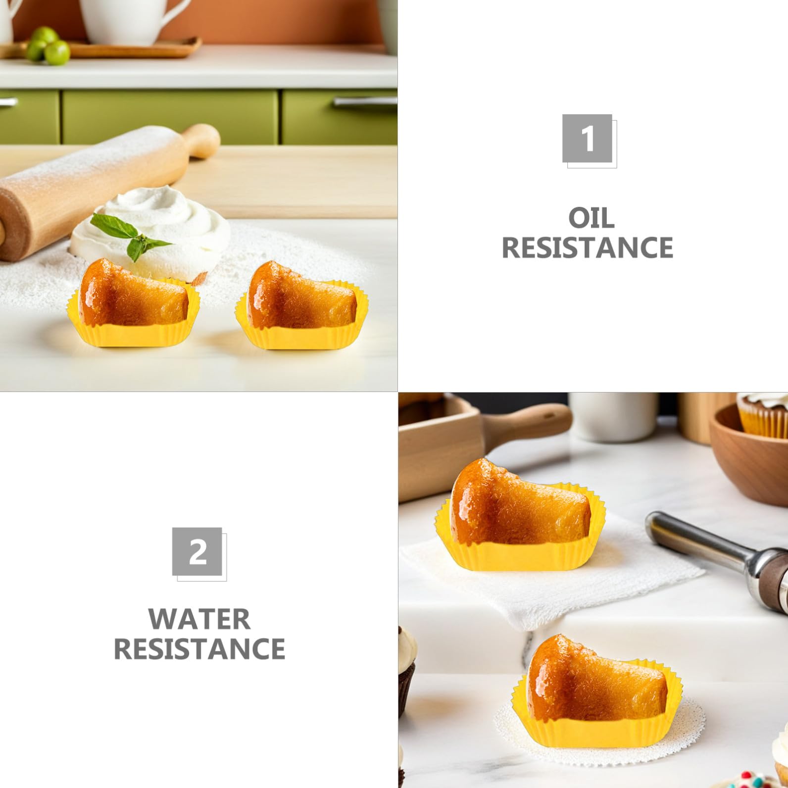 Moldes Rectangulares de Papel para Pasteles 2000 Piezas Amarillo
