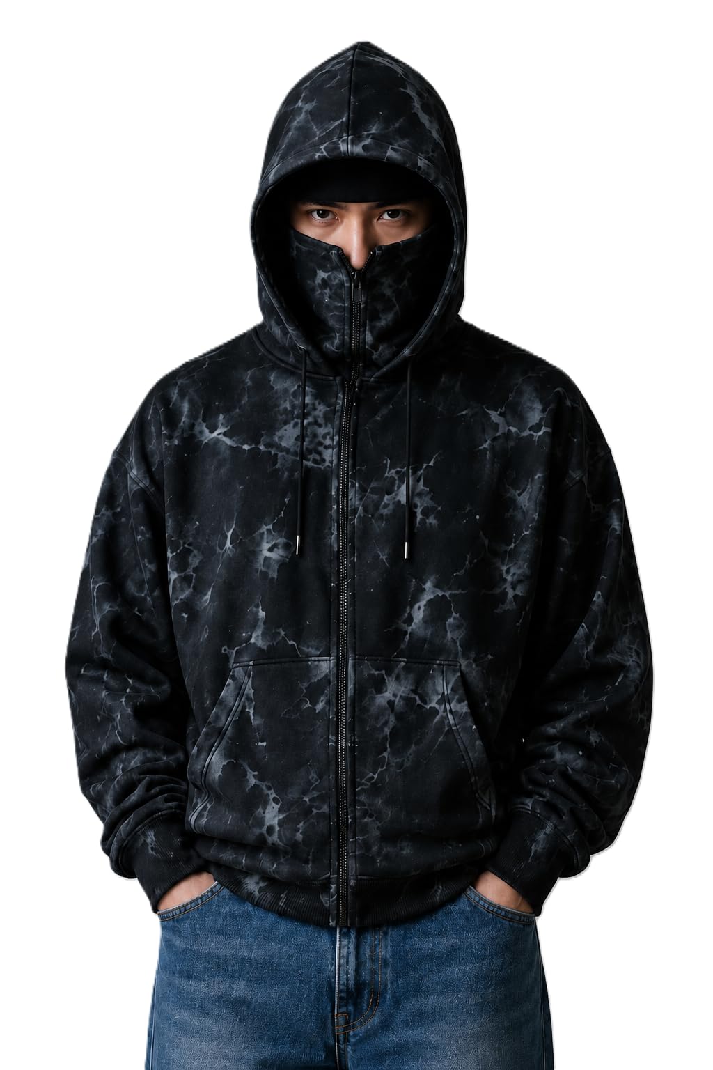men's cotton solid hooded neck full sleeve optic and crushed with mask sweatshirt