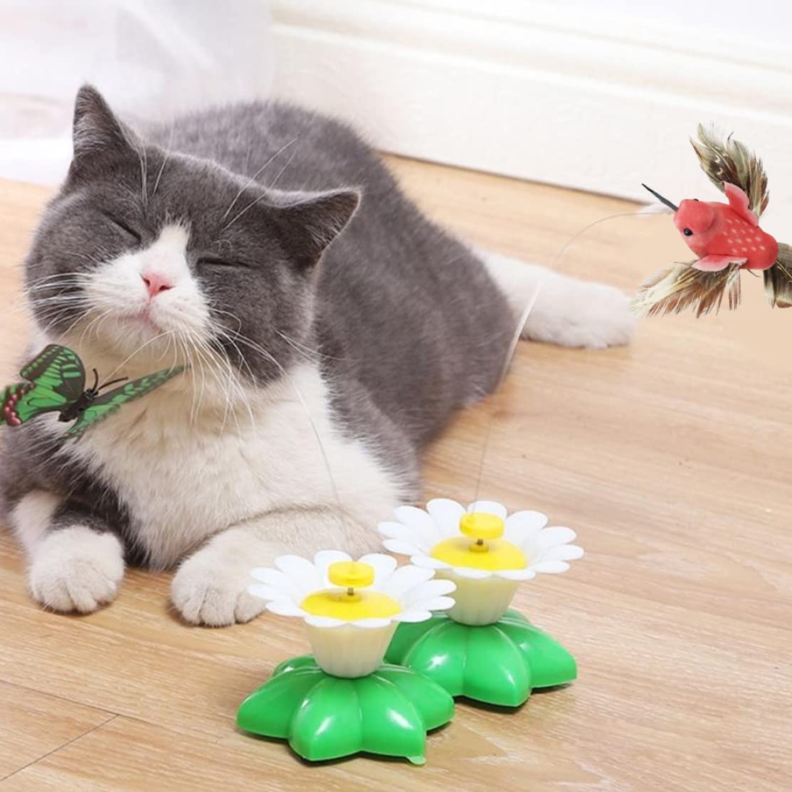 Automatisch Vlinder Kat Speelgoed Interactief Kat Speelgoed Met 1 Vogel Vervangingen Willekeurige Bewegende Hinderlaag Veer voor Indoor Huisdier, Elektrisch kattenspeelgoed