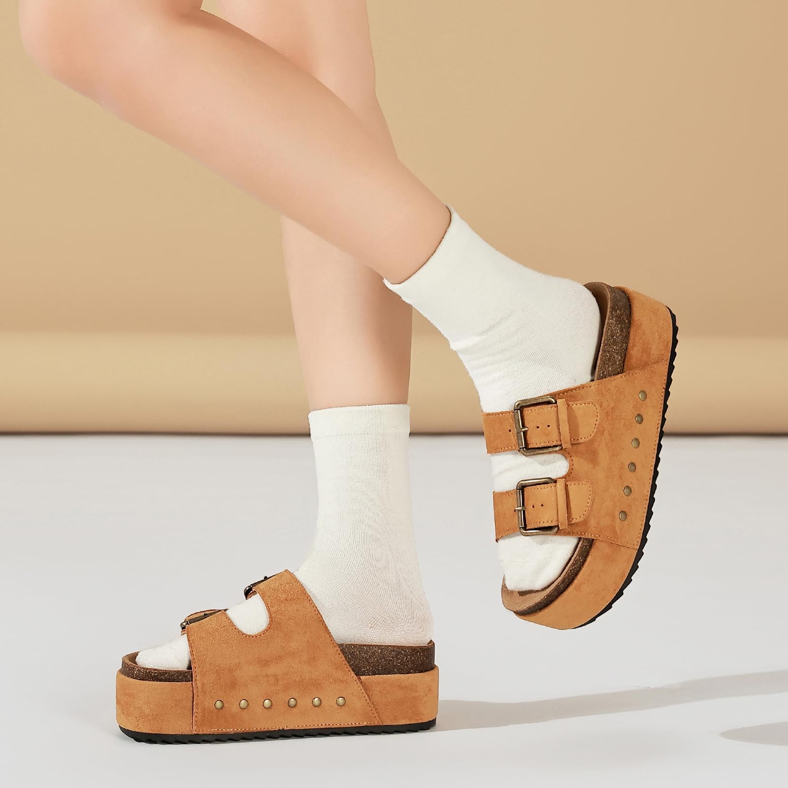 Plateforme Sandales Femme Mules Réglables Boucle Pantoufles Sabots Clogs Tendance Bout Ouvert Été En Léger Semelle Épaisse Amorti Soft Claquettes Confortable Piscine Plage Maison Sliders