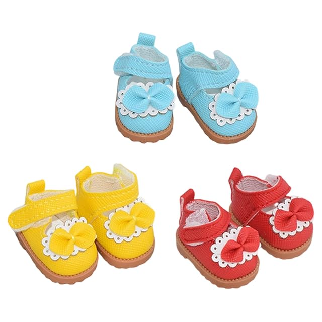Foto 6 de 8 de Elnwnnkc 3 Pares De Zapatos para Muñecas 15-17cm 5CM Zapatos PU Muñecas Colores Calzado Calzado para Niños…