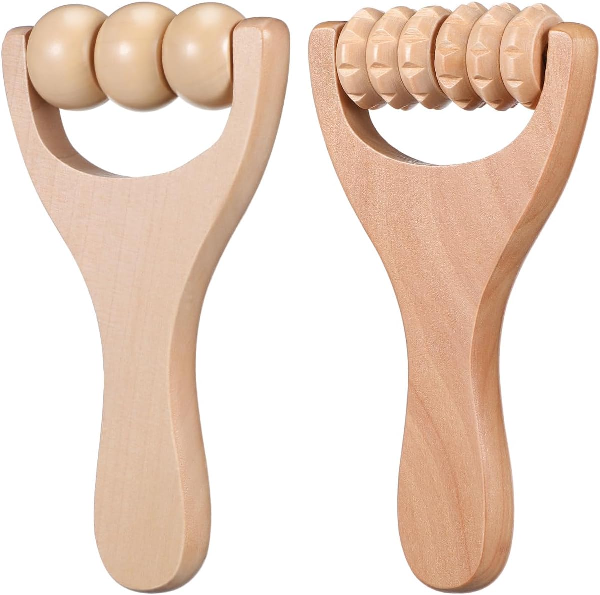 Wooden Massage Roller 2pcs Handheld Full Body Ball Roller Ease Muscle Tension for Back Neck Foot Calf Leg Arm Muscle
