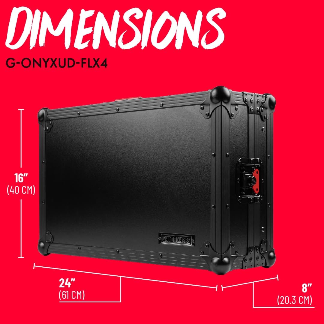 Gator Cases ONYX Series Flight Case with Upper Deck Platform for Pioneer DJ DDJ-FLX4 DJ Controller, Black Hardware, (G-ONYXUD-FLX4)