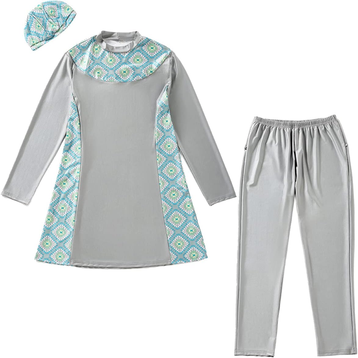 Plus Size Muslim Swimsuits for Women Modest Islamic Swimwear Burkini Full Cover Hijab Top Pants 3PCS Fat Bathing Suits