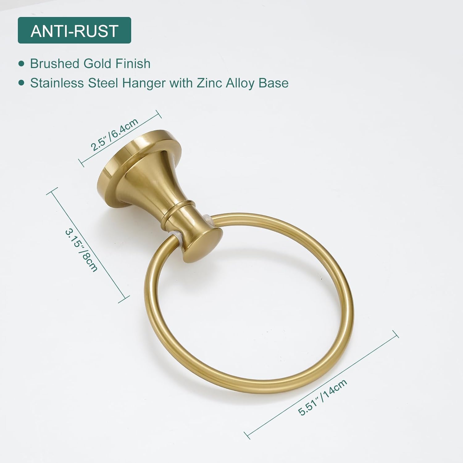 Hoimpro Brushed Gold 2-Piece Bathroom Bath Set, Wall Mounted Bathroom Hardware Fixture (Towel Ring Holder, Toilet Paper Towel Holder), Bathroom Accessories, Stainless Steel and Zinc Alloy