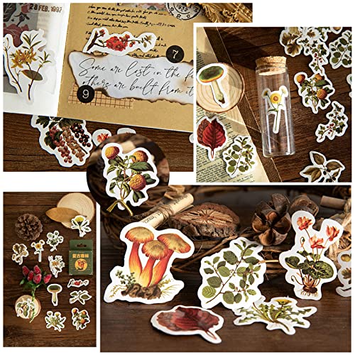 Cute Seasons Forest Stickers For Journaling Scrapbook, 183Pcs Vinyl Waterproof Junk Journal Plants Decals, Aesthetic Mushroom Scrapbooking Supplies Kit, Laptop, Phone Case, Water Bottle Diy Decoration #TOP3