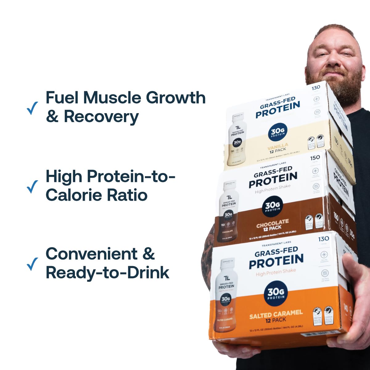 Transparent Labs Grass-Fed Protein Shake - Salted Caramel - 12 Pack — Amazon image 6