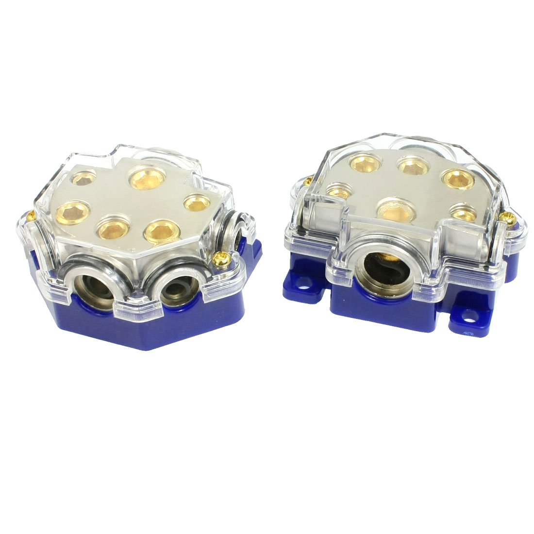 2 x blaue Auto-Audio-5-Wege-Stromverteilerblock-Sicherungshalter