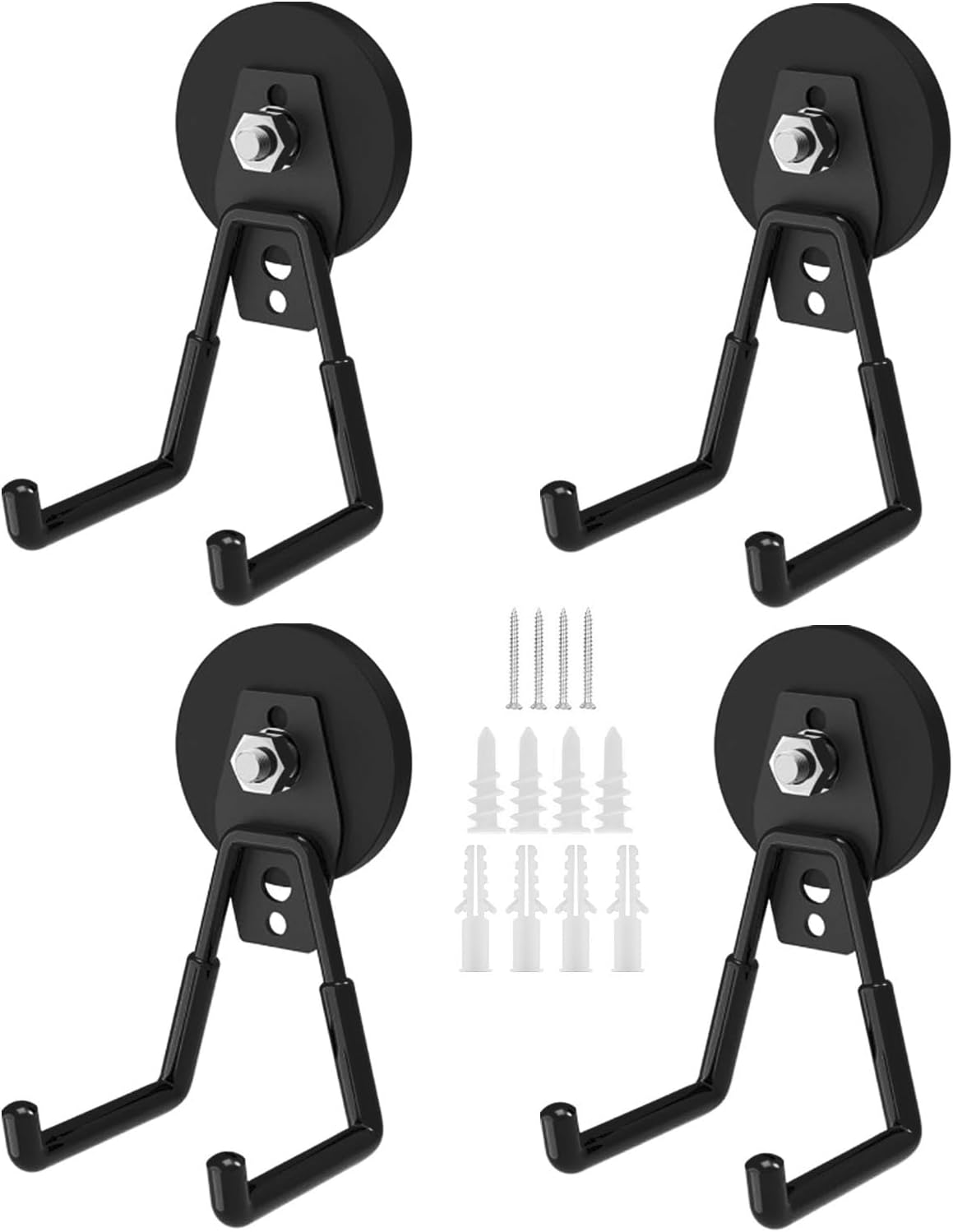 4 Pack Magnetic Hooks Heavy Duty, 2.6'' Large Strong Utility Magnet Hooks with Anti-Slip Coating for Pegboard, Metal Cabinet, Tool Cart, Cruise Cabin,Garage, Garden Tools, Drills