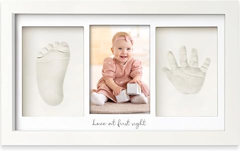 SKY-TOUCH Baby Handprint and Footprint Frame Makers Kit,Newborn Baby Prints Photo Keepsake Frames,Memory Art Picture Frames for Baby Registry,as Souvenir of Child's Birth,Memory Art Picture,White