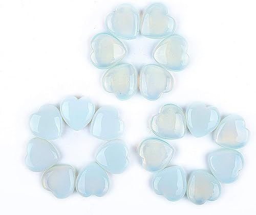 Miniatura 3 de JIC Gem 20 piedras preciosas de bolsillo con forma de corazón de opalita de 1.181 in, cristal curativo, decoración del hogar, chakra Hearling