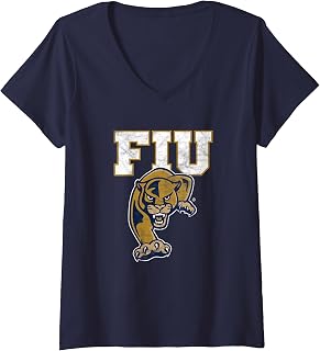Womens Florida International FIU Panthers Distressed Primary V-Neck T-Shirt