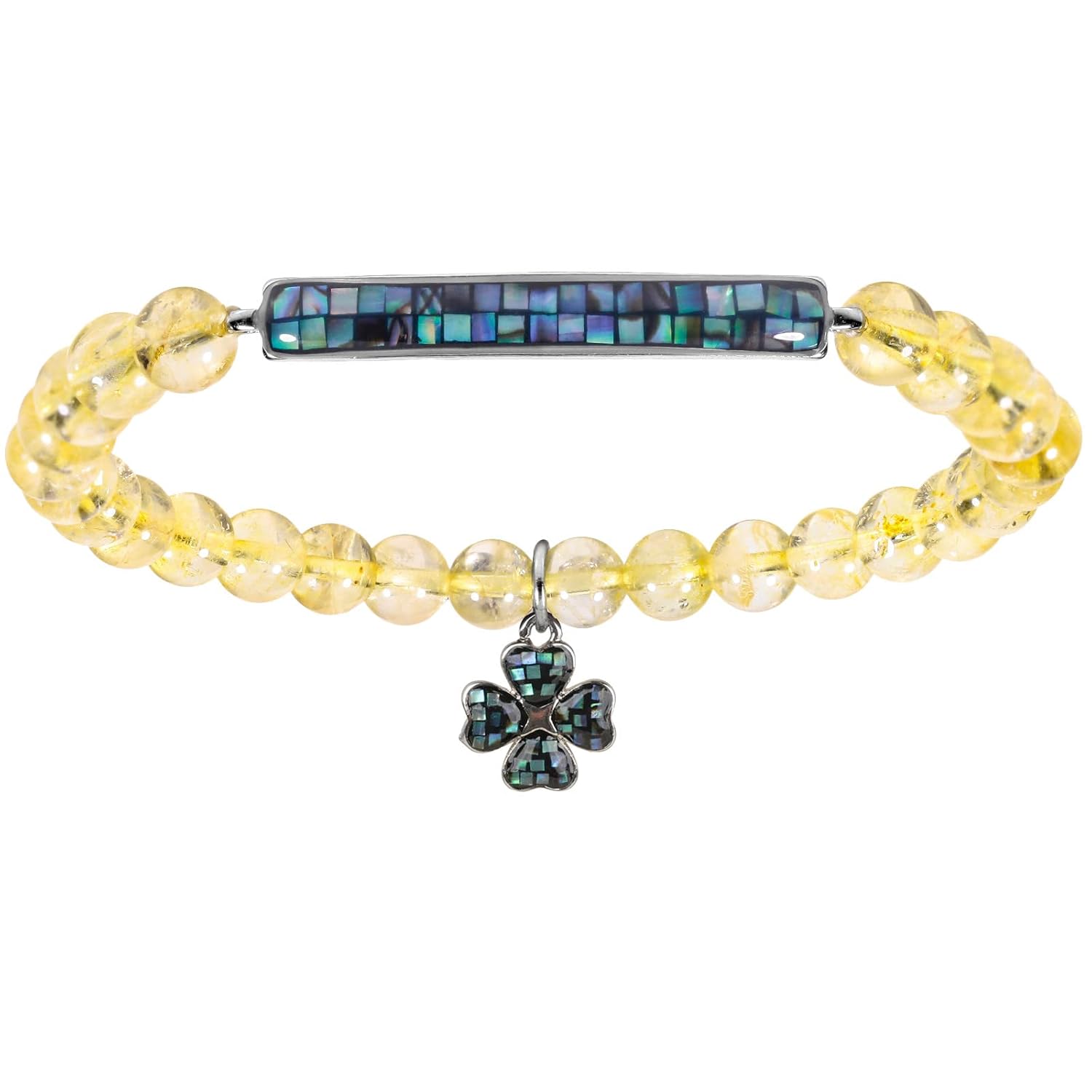 TUMBEELLUWA Healing Stone Bracelet 6mm Beads Bracelet 4-Leaf Clover Lucky Charm Crystal Energy Handmade Jewelry for Women - Image 8