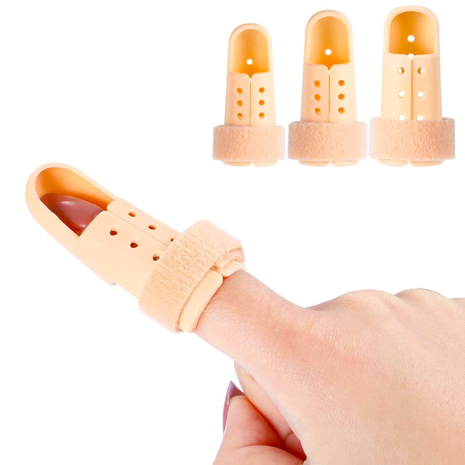 Sponsored Ad – 3 Pieces Finger Splint Mallet Finger Support Finger Splint Brace Plastic Finger Support Protector for Adjustable Finger Immobilizer for Basketball Finger Joint Protection