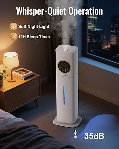 Miniatura 5 de Humidificadores para dormitorio, humidificador de 2.1 galones8 litros para habitación grande con difusor de aceite esencial, luz nocturna,