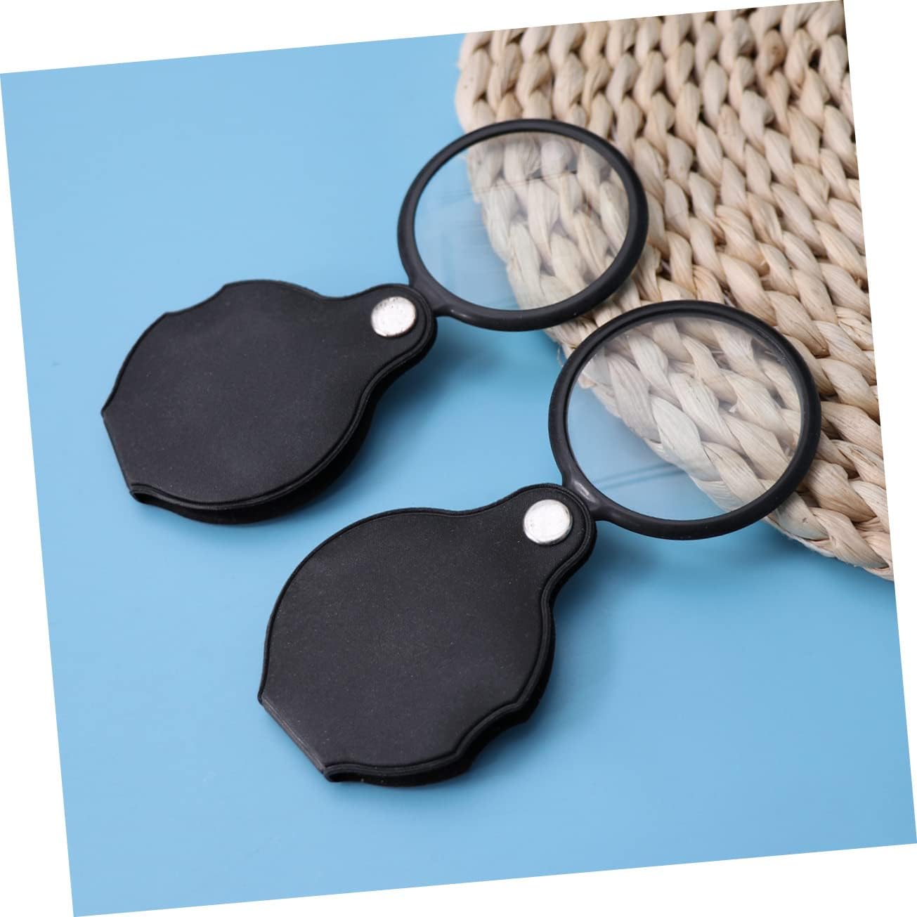 5X Magnifying Glass 8pcs/Package Portable Folding Magnifier with Loupe Case for Reading Maps Hobbies