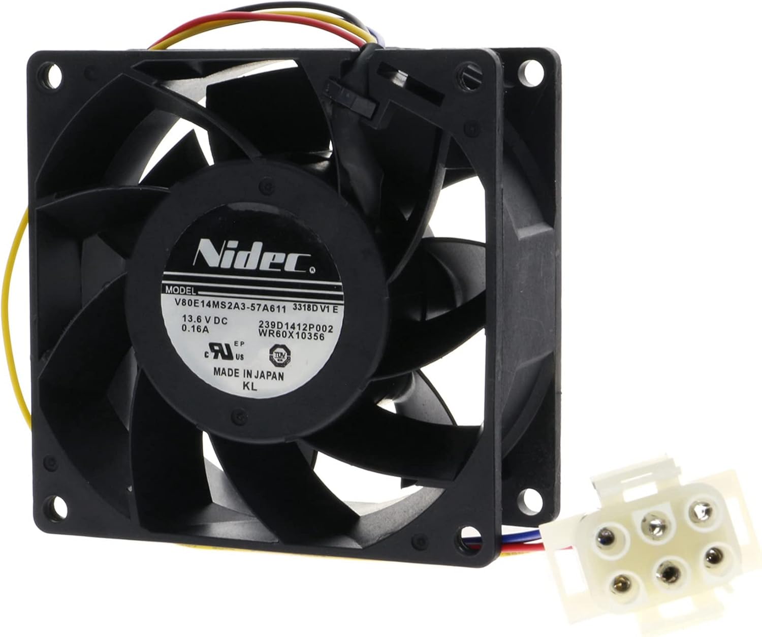 Replacement GE Refrigerator Evaporator Cooling Fan Motor for WR60X26866 WR49X25197 WR60X26033 NIDEC V80E14MS2A3-57A611 239D1412P002 GE WR60X10356