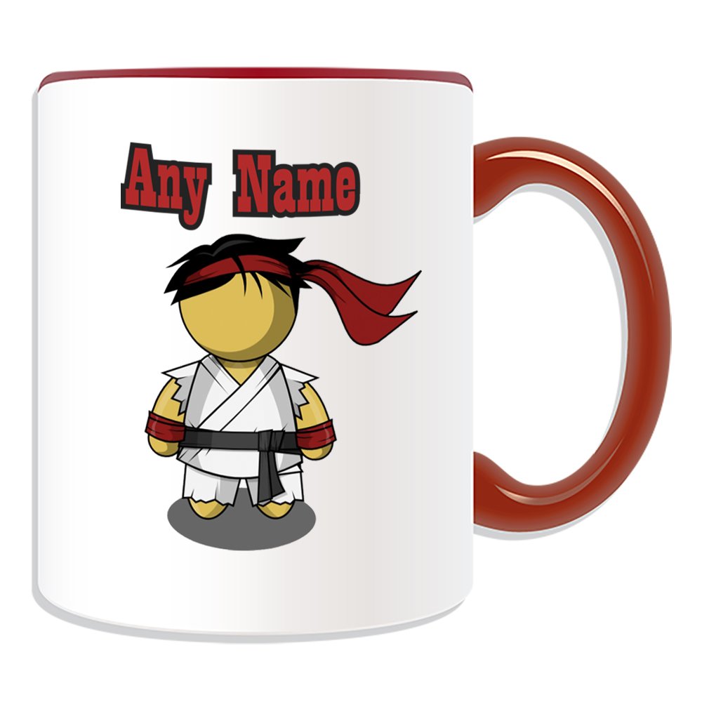 Personalised Gift - Karate Ryu Mug (Sport and Hobby Design Theme, Colour Options) - Any Name/Message on Your Unique - Martial Art Street Fighter Black Belt