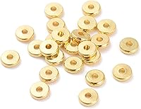 Vista 23 de Craftdady 500 cuentas espaciadoras redondas planas doradas de 0.157 pulgadas (0.157 in), diminutas cuentas de disco de moneda Rondelle