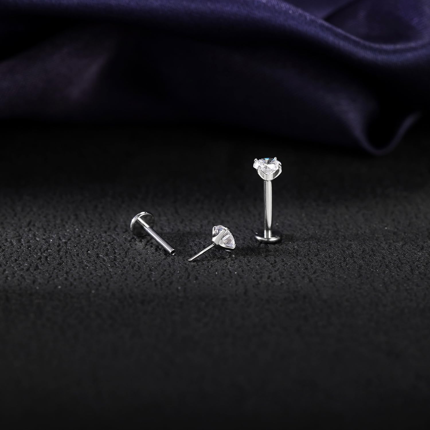 PunkTracker 16g/18g/20g Titanium Steel Threadless Flat Back Cartilage Earrings for Helix/Tragus/Conch/Daith/Earlobe - Nose Studs Lip Rings Labret Monroe Piercing Jewelry for Women Men 2PCS - Image 6