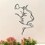 Black Cat Wall Art Decor, Metal Wall Art, Girl and Cat Wall Decoration for Cat Lovers (A)