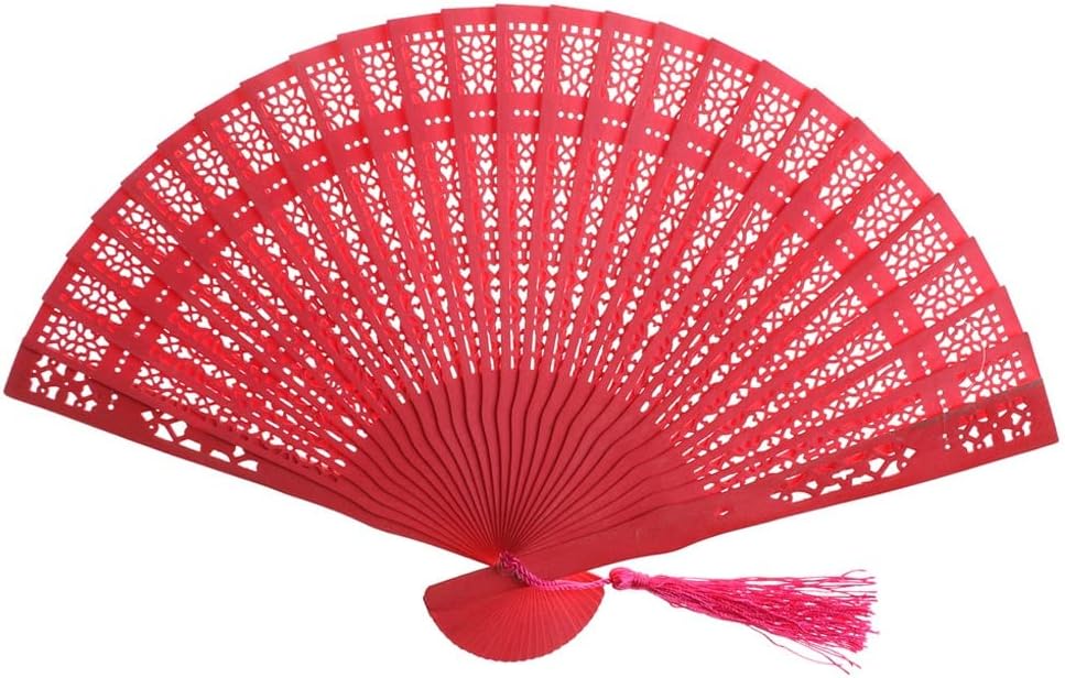Wedding Wooden Folding Fan Hollow Carved Vintage Women Small Sandalwood Scented Hand Birthday Gifts