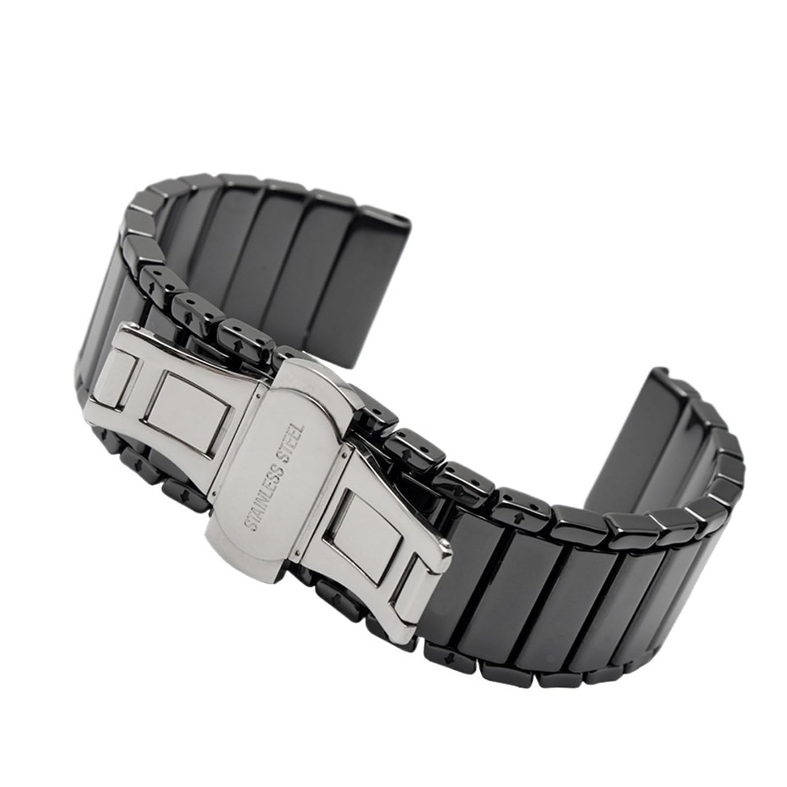 HMFang Cinturino for Orologio in Ceramica da 16 Mm, 20, 22, con Barra A Sgancio Rapido, Polso 18, Bianco E Nero, Non Sbiadisce
