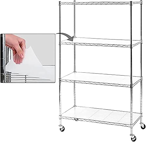 Estantería de metal con 4 estantes sobre ruedas, juego de 4 estantes ajustables para libros, estantes resistentes para garaje, cocina, despensa (30