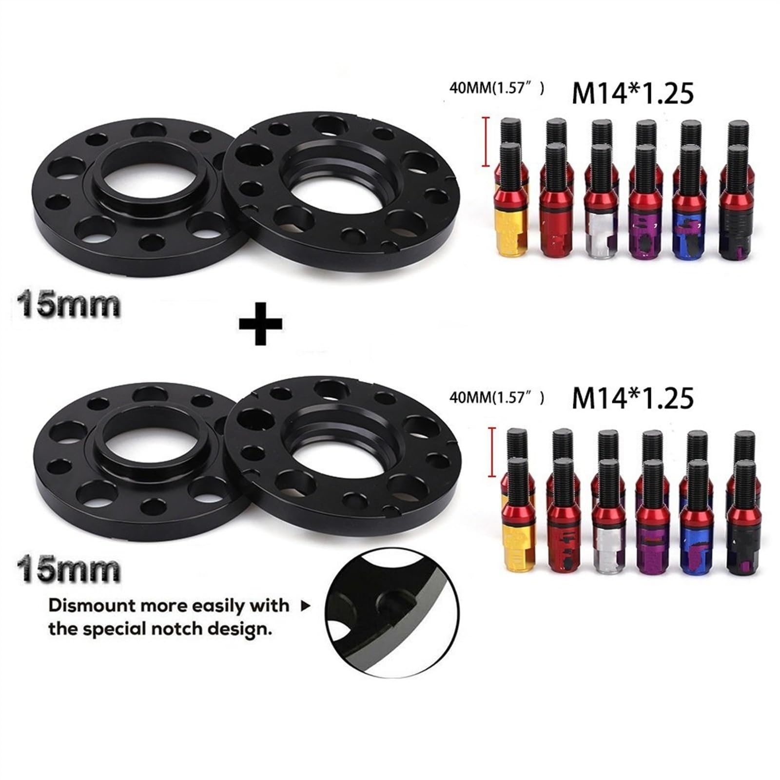 Distanziatori Ruote In Lega BMW 2x12 Mm + 2x15 Mm Neri Con - Foto 6