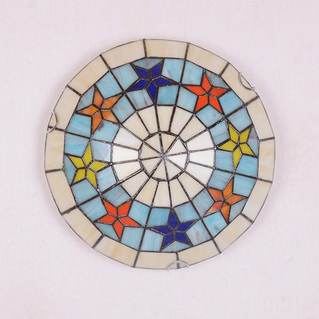 シャンデリア天井ライトフラッシュマウント、ステンドグラスラウンドランプ、E27電球、寝室リビング用廊下装飾照明器具-30cm（40c