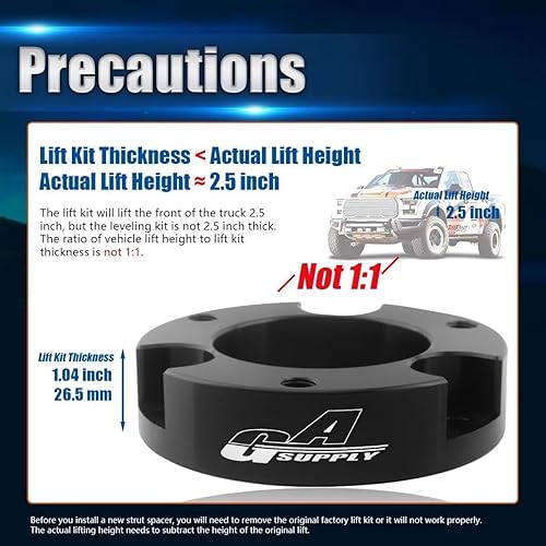 Vista 31 de GAsupply Kits de elevación de nivelación delantera de 2.5 pulgadas, compatibles con Toyota Tundra Sequoia 2WD 4WD 2007-2024, espaciadores