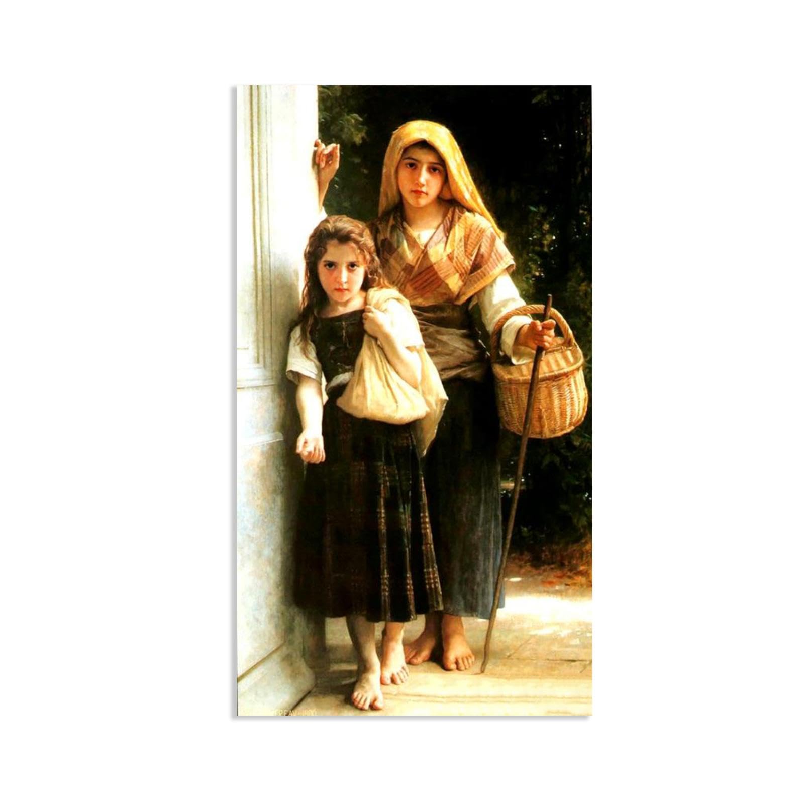 William-Adolphe Bouguereau Wall Art Little Beggars Print on Canvas Reproductions of Famous Paintings Wall Decor for Living Room Bedroom Bathroom Home Decor 55x30cm frameless