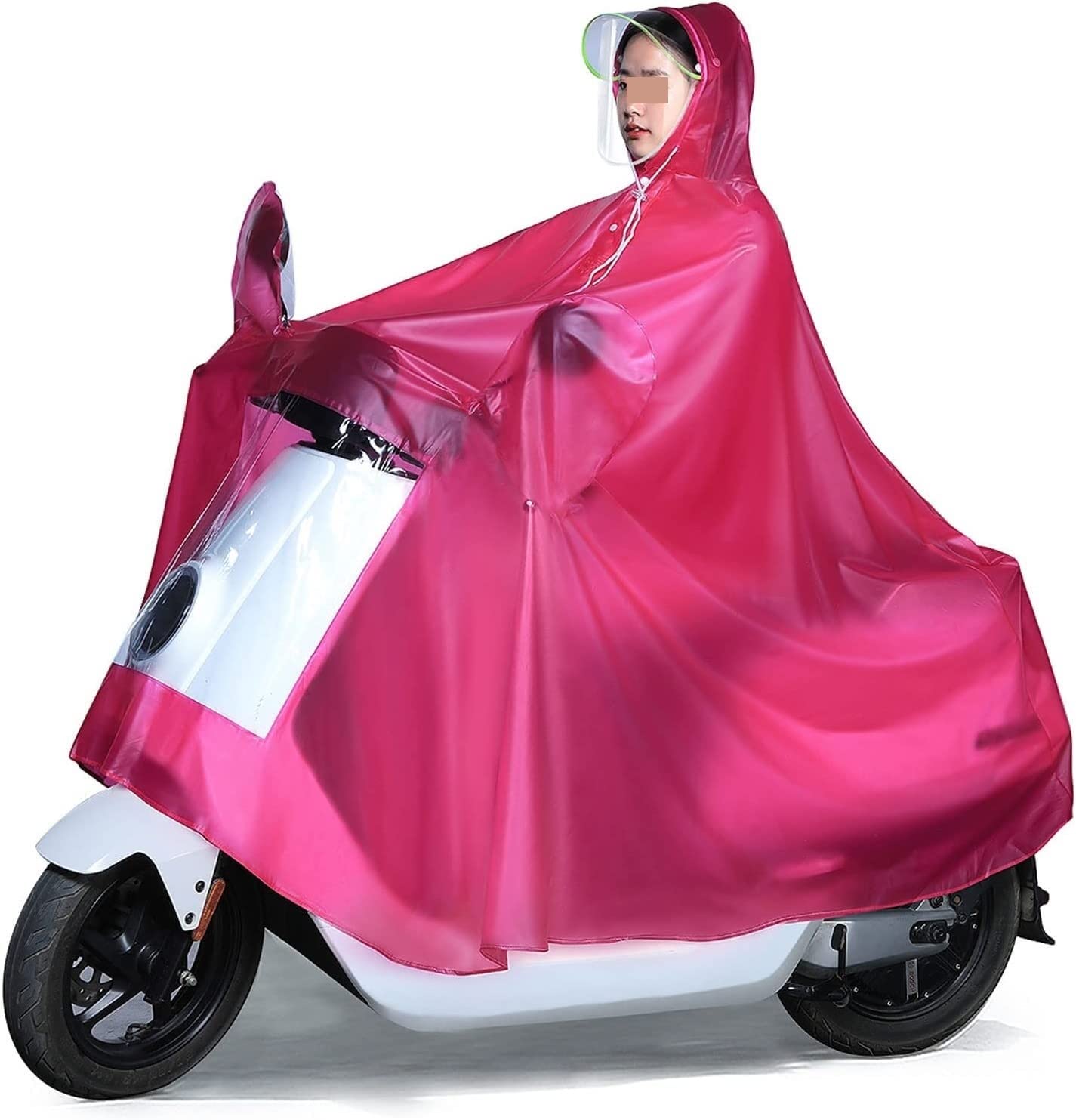 TBDdsd Cycling Raincoat, Rain Poncho Cycling Cape Coat Jacket Capes Hooded(Rose Red)