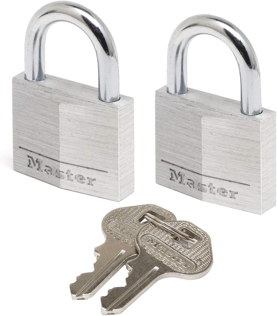 9130EURT Pack of 2 Key Padlocks in Aluminium, Grey, 3 x 5,2 x 1,6 cm