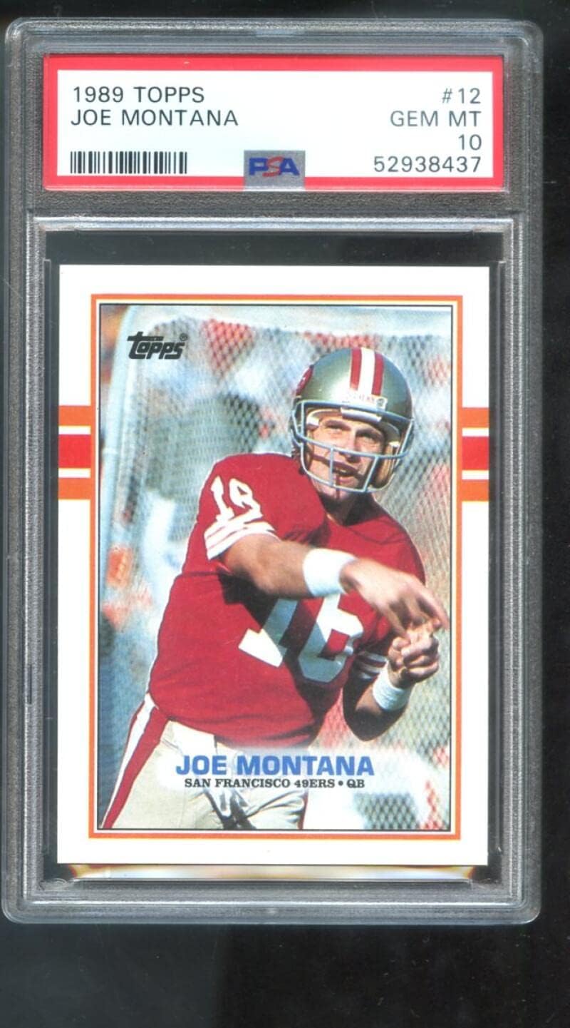 1989 Topps #12 Joe Montana PSA 10 Graded Football Card San Francisco 49ers GEM MT MINT NFL