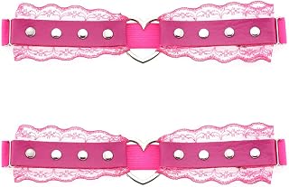 Women Girl Leather Heart Garters Leg Ring Belt Punk Studded Lace Elastic Thigh Ring Garters Adjustable