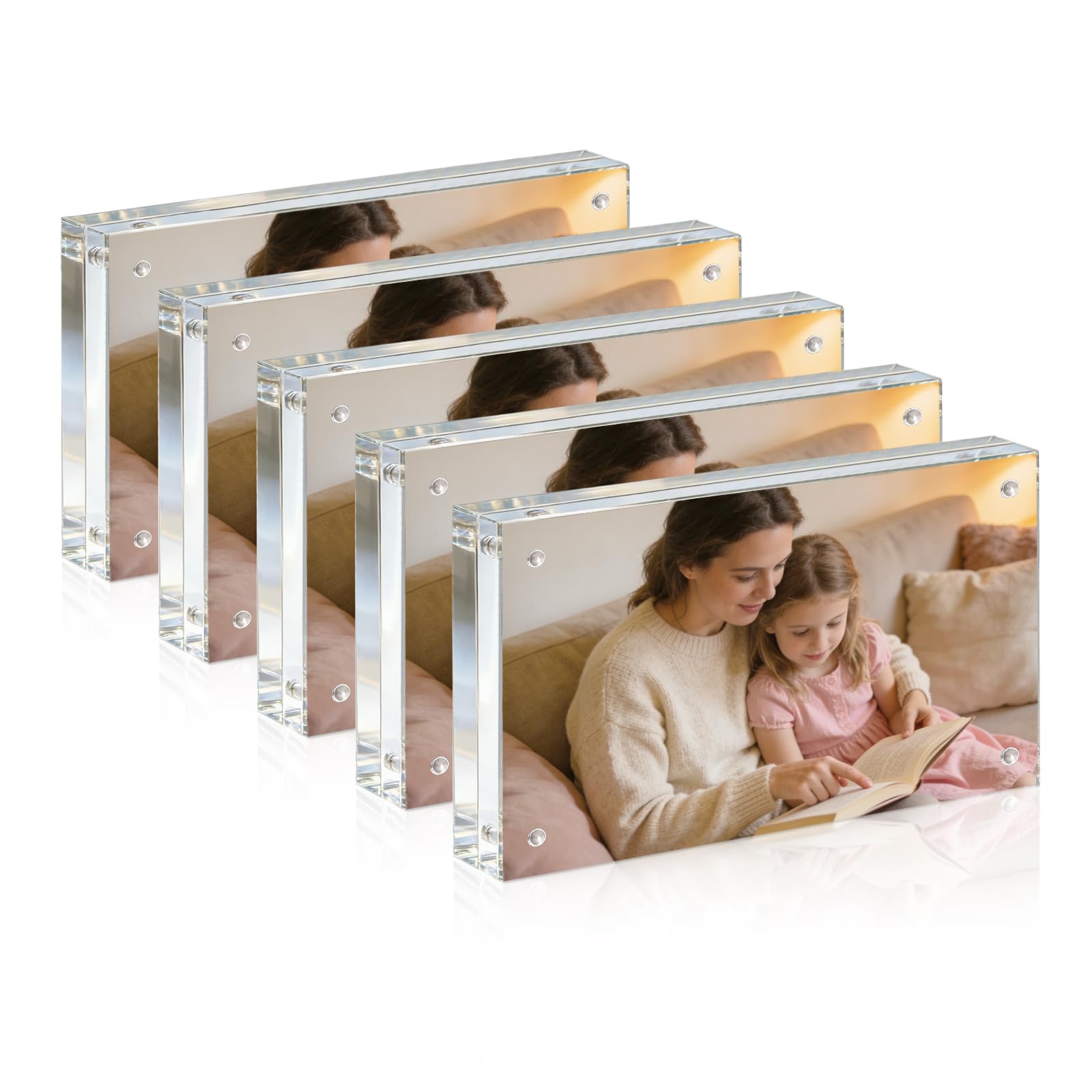Cadre photo acrylique de 20 mm d'épaisseur en bloc transparent premium pour exposition