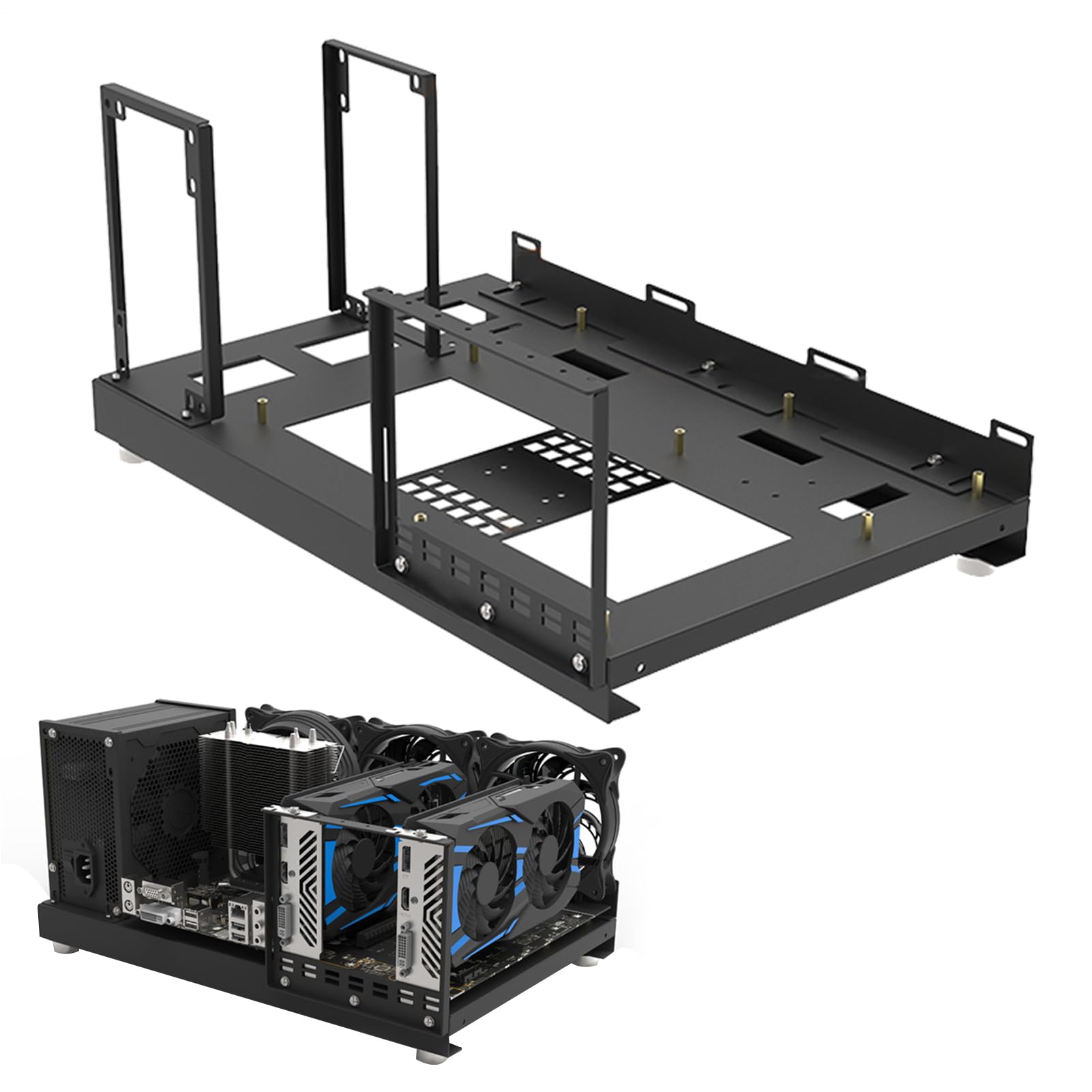 Banco de pruebas de PC, juego de marco de aire abierto, juego de caja abierta, caja de PC ATX, soporte de chasis de marco de acero abierto con overclocking vertical, banco de pruebas de placa base TX,