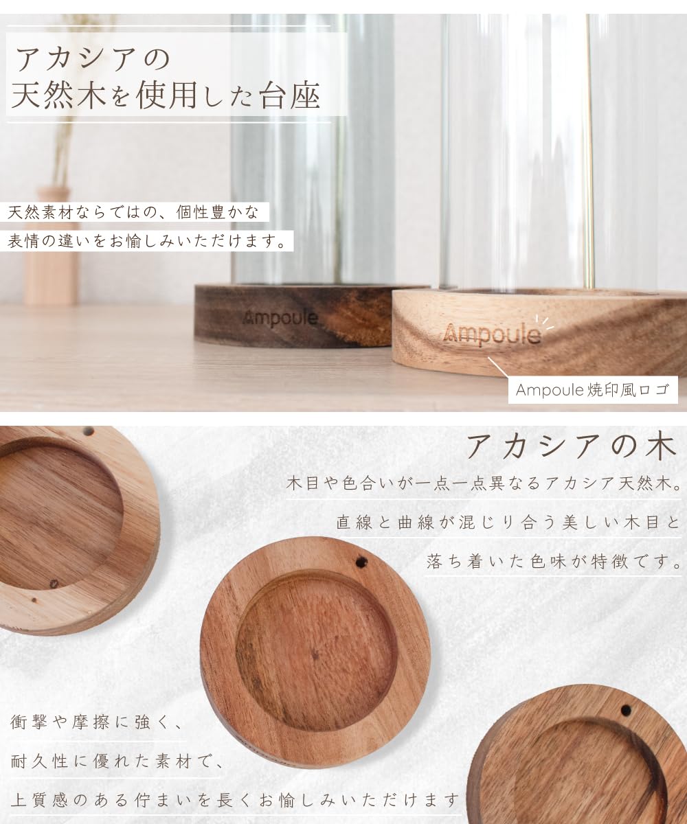Amazon.co.jp: Ampoule インセンスホルダー お香立て 天然木 ガラス 灰