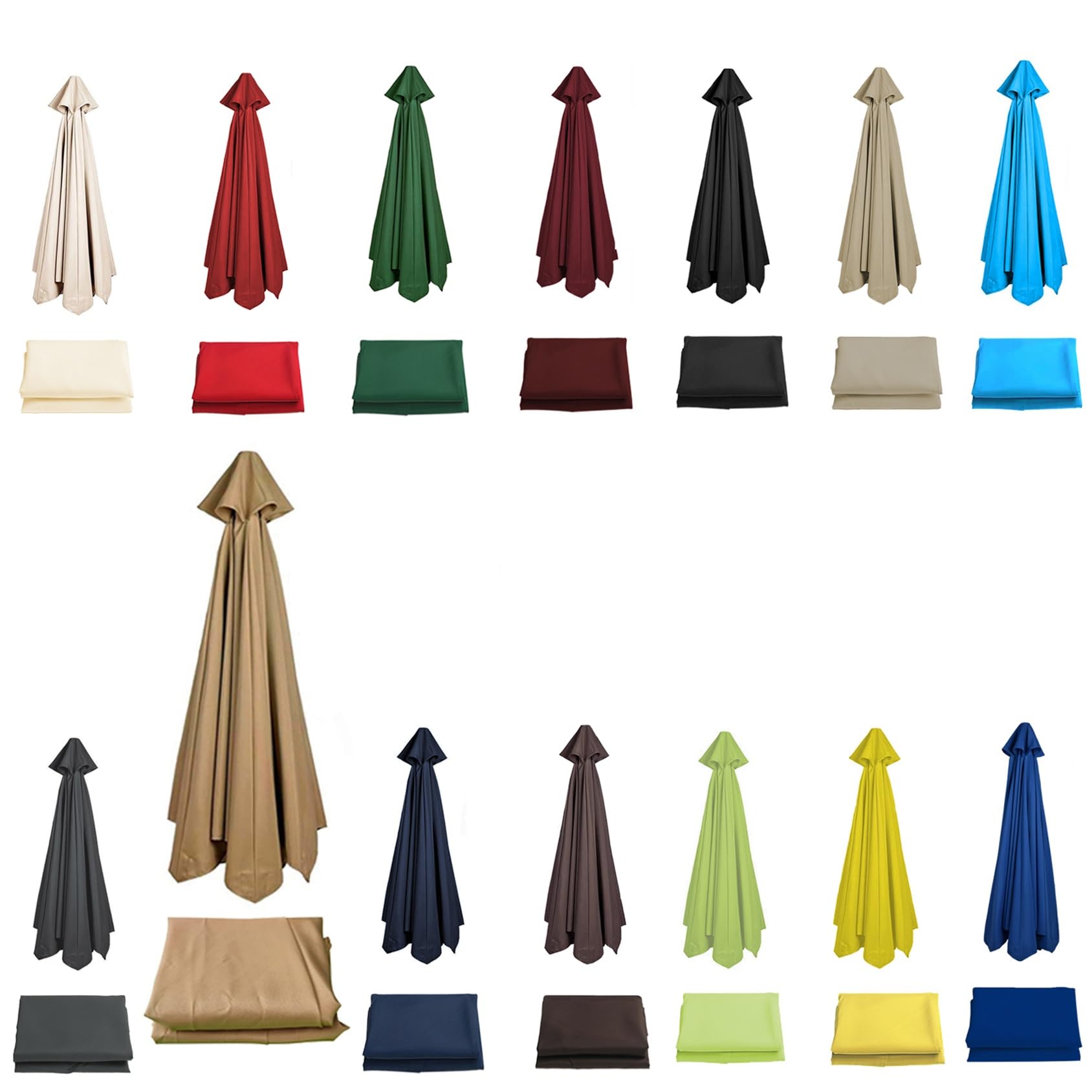 Sun Umbrella Replacement Cloth Parasol Umbrella Replacement Canopy Cover 6 Arms 8 Arms Replacement Parasol Fabric Canopy For Standard & Cantilever Parasols 200cm/270cm/300cm(Color:Khaki,Size:3.0 m-6 A