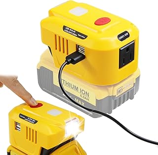 150W Power Inverter Converter for Dewalt 18V MAX DCB180 USB Charger Adapter with Outlet 2 USB Ports 120V/AC LED Light Powered Inverter for Road Trip,Laptop（Tool ONLY）