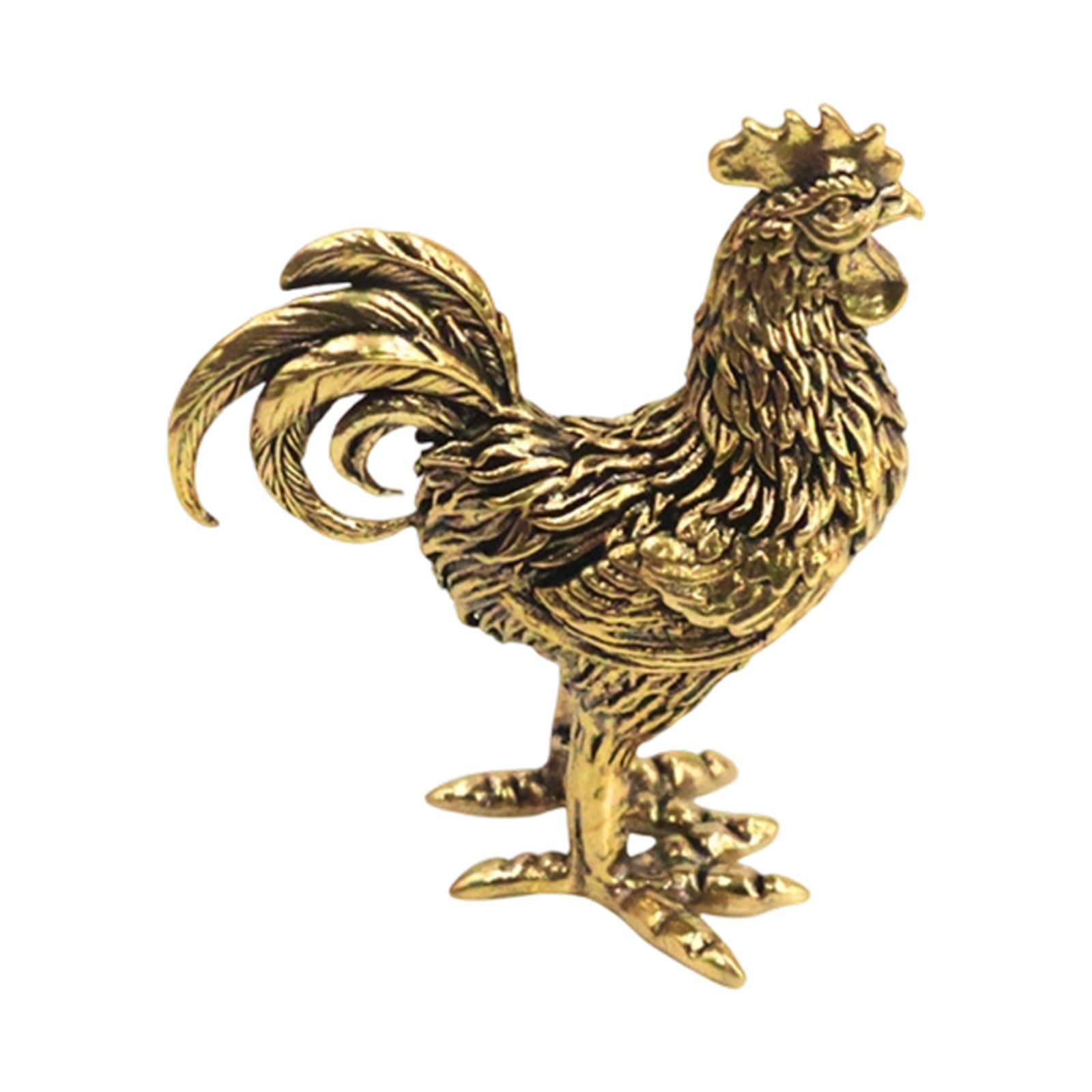 Shurhome Statue Figurines Chicken Decors Sculpture Brass Animal Decorative Objects Table Centerpieces for Home Decors Table Ornament