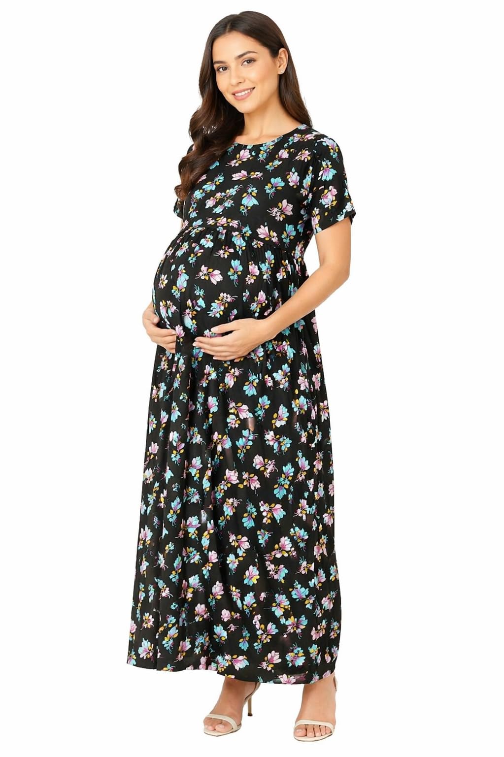 Levush Zipless Maternity & Feeding Nighty | Easy Nursing Dress | Soft Cotton Full Length Nightwear for Women | Pregnancy & Breastfeeding Friendly-image-44
